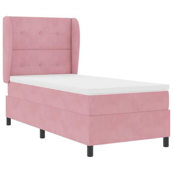 Bäddfjäder med huvudgavel Rosa 200 x 80 cm Sammet