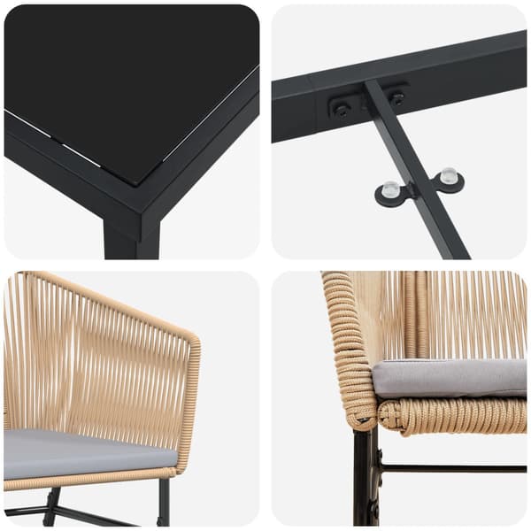 Trädgårdsmöbelset med kudde 9 pcs Brun Pulverlackerat stål
