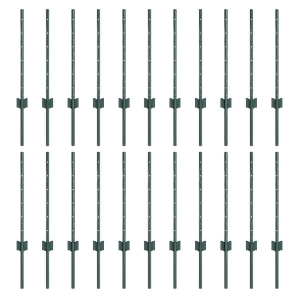 Stängselstolpe 22 pcs Grön 100 cm Stål