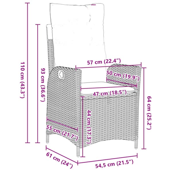 Trädgårdsmöbelset med kudde 5 pcs Grå konstrotting