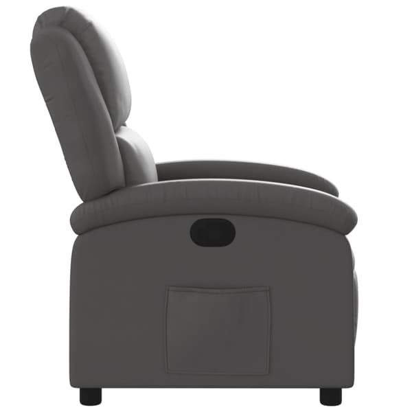Reclinerfåtölj grå äkta läder