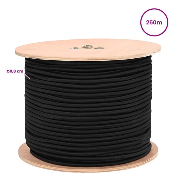 Bungee-rep 8 mm Svart PP och gummi