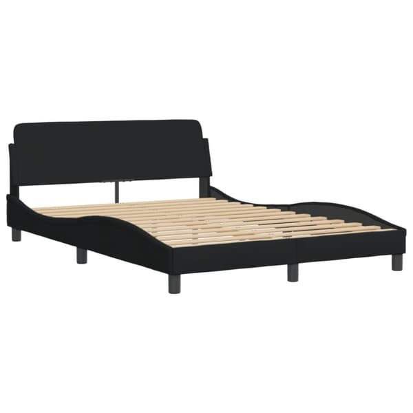 Bed Frame with LED without Mattress "Hvar" Black 140x200 cm Fabric