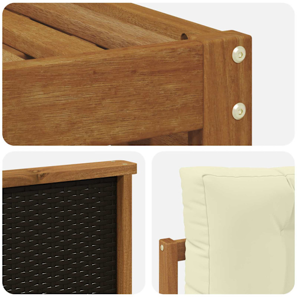 Utomhussoffset med kudde 4 pcs Naturlig och Grädde Polyester