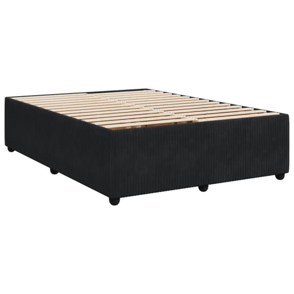 Ramsäng med madrass svart 140x200 cm sammet