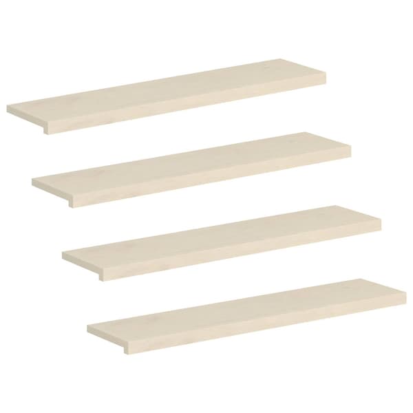 Trappsteg 4 st 120 x 30 x 2 cm Vit Massivt Ekträ