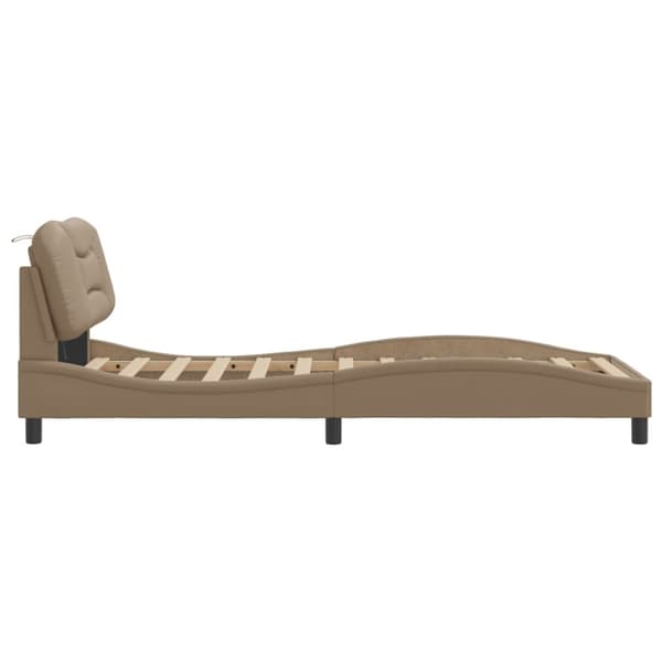 Bed Frame with LED without Mattress "Hvar" Cappuccino 90x190 cm