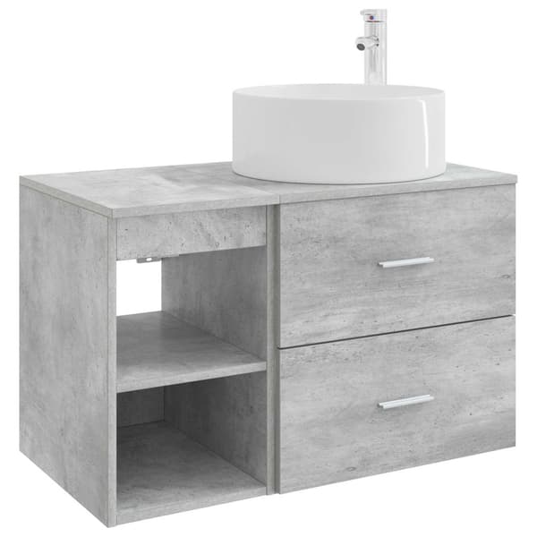 Badrumsmöbelset 2 pcs Betonggrå Konstruerat trä