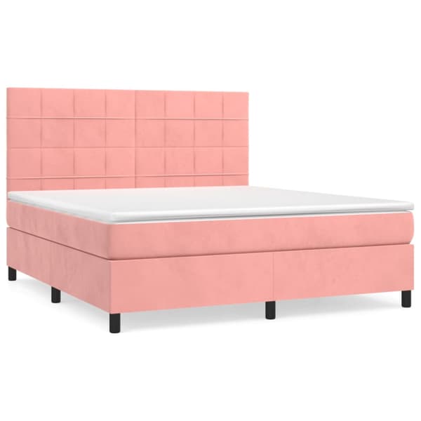 Ramsäng med madrass rosa 160x200 cm sammet