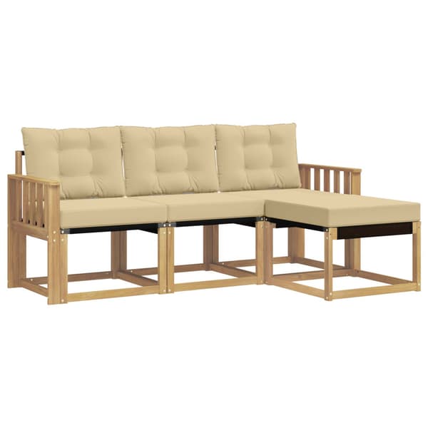 Utomhussoffset med kudde 4 pcs Vit och Beige