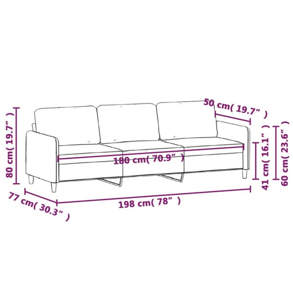3-sitssoffa gräddvit 180 cm sammet