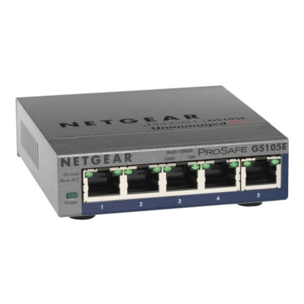 NETGEAR Plus GS105Ev2 - switch - 5 portar - Administrerad Grå