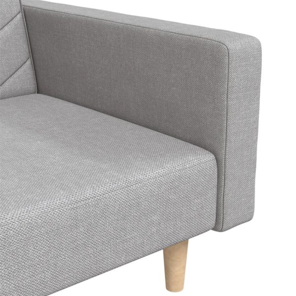 Bäddsoffa 2-sits med två kuddar ljusgrå tyg