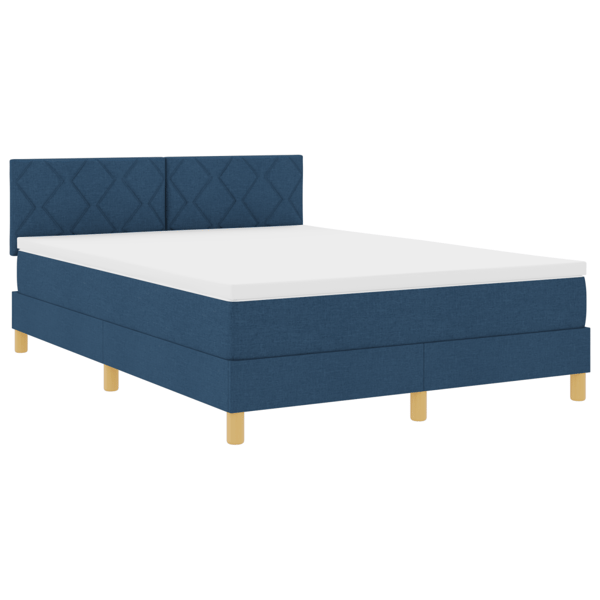 LED Box Säng med LED-ljusslingor Blå 140 x 190 cm tyg