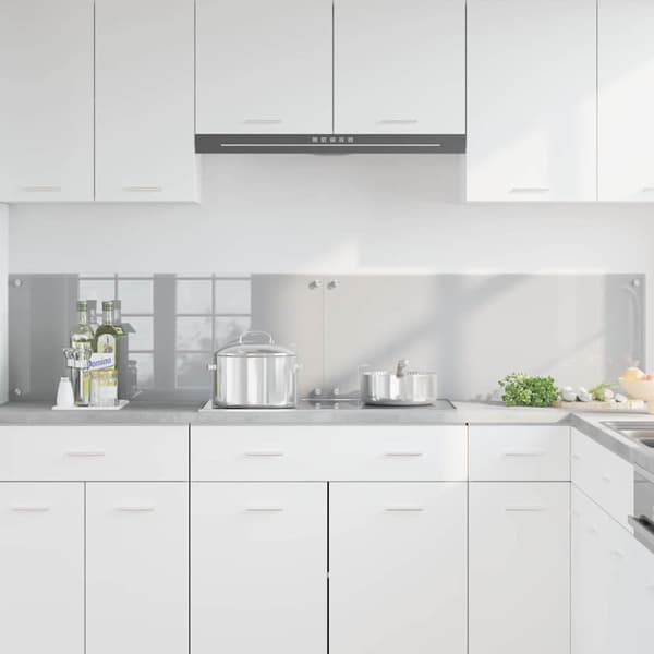 Köksskydd 2 pcs Ljusgrå 100 x 40 cm härdat glas
