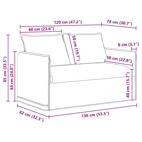 Soffa Mörkgrå 136 x 82 x 85 cm tyg