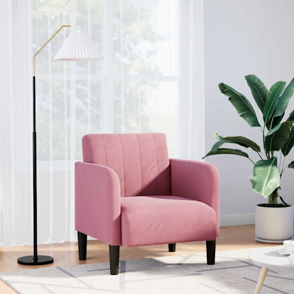 Soffstol med armstöd rosa 54 cm sammet