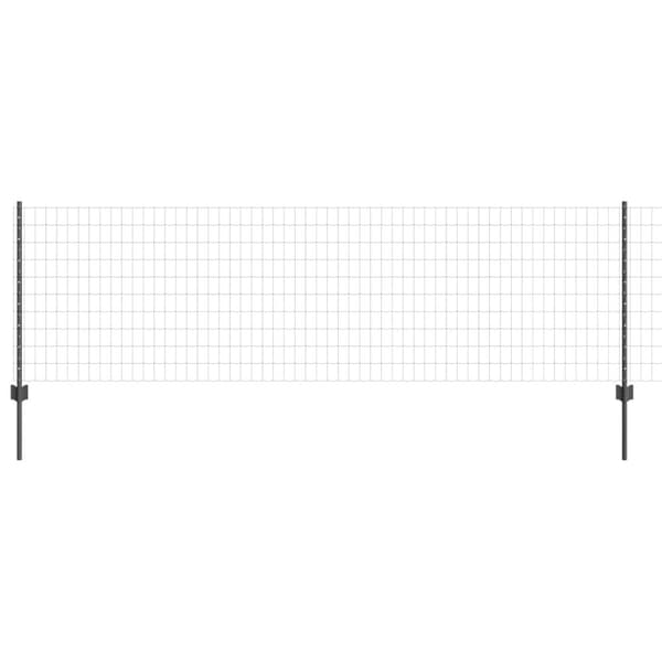 Euro Staket med Stöd 10 x 0,8 m PVC-belagda stål Grå Mesh