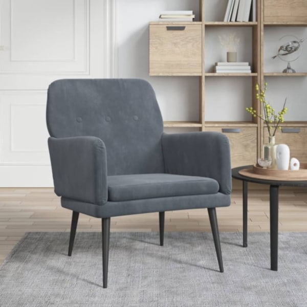 Fåtölj mörkgrå 62x79x79 cm sammet