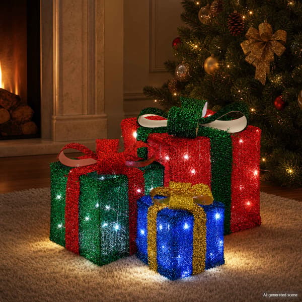 Ljusande julklapp 3 st 64 LED-lampor Kallvit