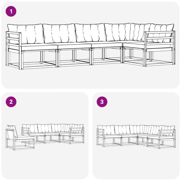 Utomhussoffset med kudde 5 pcs Naturlig och Grädde