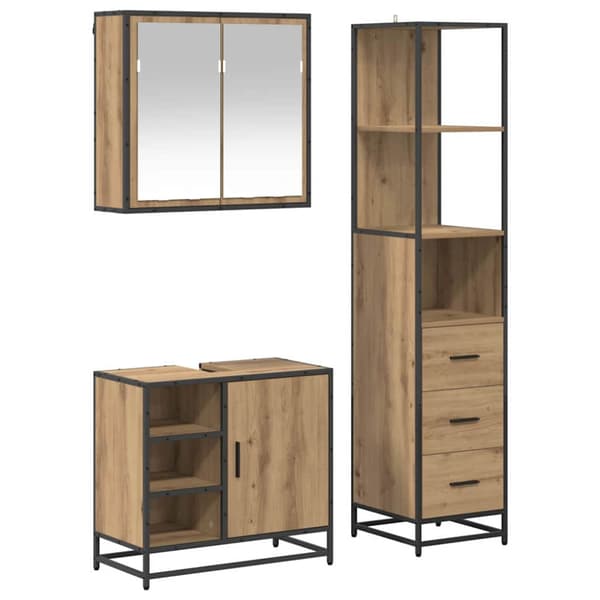 Badrumsmöbelset med låda 3 pcs Artisan Ek Konstruerat trä