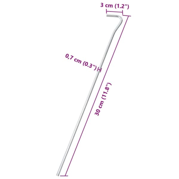 Tältpinnar 25 st 30 cm Ø7 mm galvaniserat stål