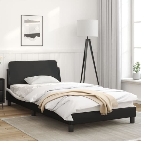 Bed Frame "Dover" Black&White 100x200 cm Faux Leather