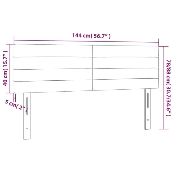 Sänggavel LED mörkgrön 144x5x78/88 cm sammet