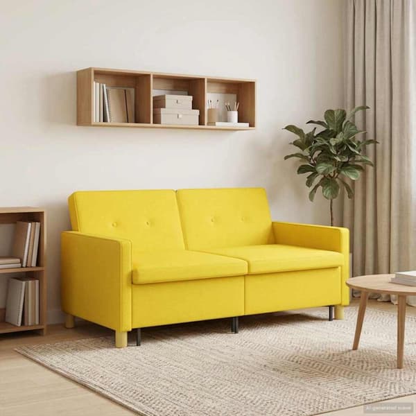 Pull Out Sofa Bed Ljusgul Tyg
