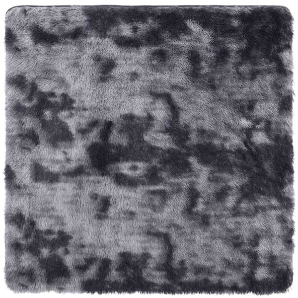 Ryamatta med lång lugg NAVARRA mörkgrå 120x120 cm polyester