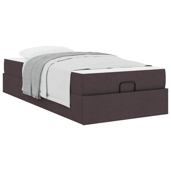 Sängram med madrass 2 pcs Tan tyg