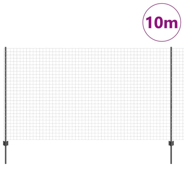 Stängsel med stolpe Grå 1,4 x 10 m Stål och PVC