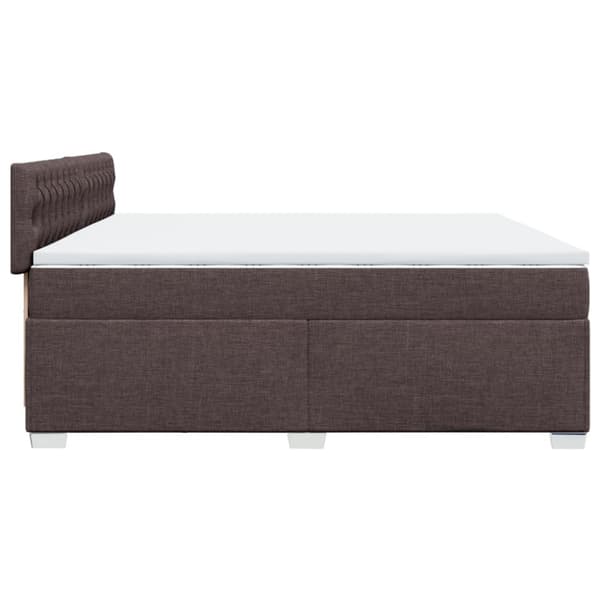 Ramsäng med madrass mörkbrun 200x200 cm tyg