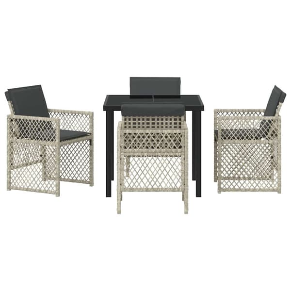 Trädgårdsmöbelset 5 pcs Ljusgrå konstrotting