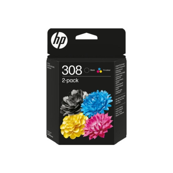 HP 308 - 2-pack - svart, gul, cyan, magenta - original - bläckpatron