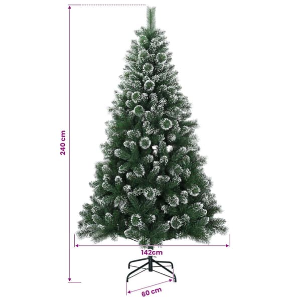 Konstgjord julgran med kulor 240 cm 300 LED-lampor Varmvit