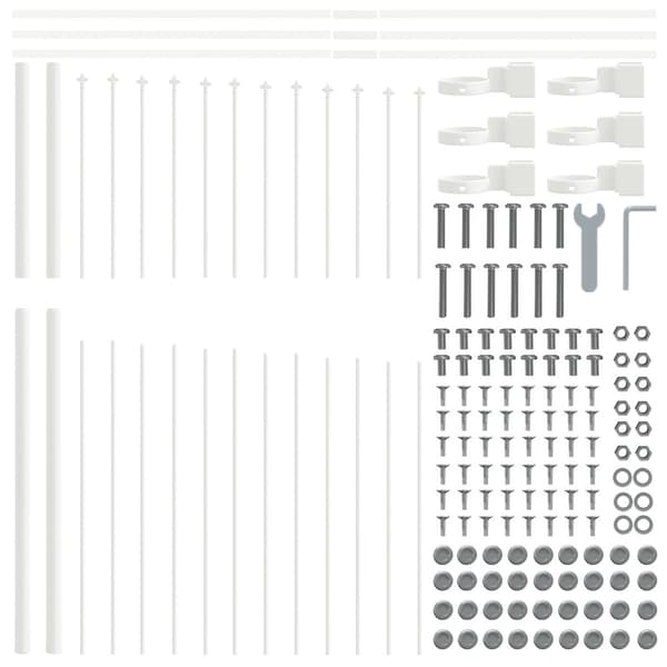 Trädgårdsstängsel 2 pcs Vit 170 x 215 cm Pulverlackerat stål