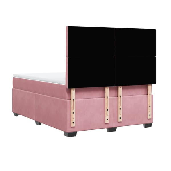 Ramsäng med madrass rosa 160x200 cm sammet