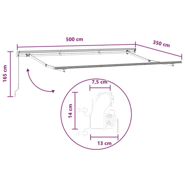 Utdragbar markis Sand 500 × 350 cm 100% Polyester och Aluminium