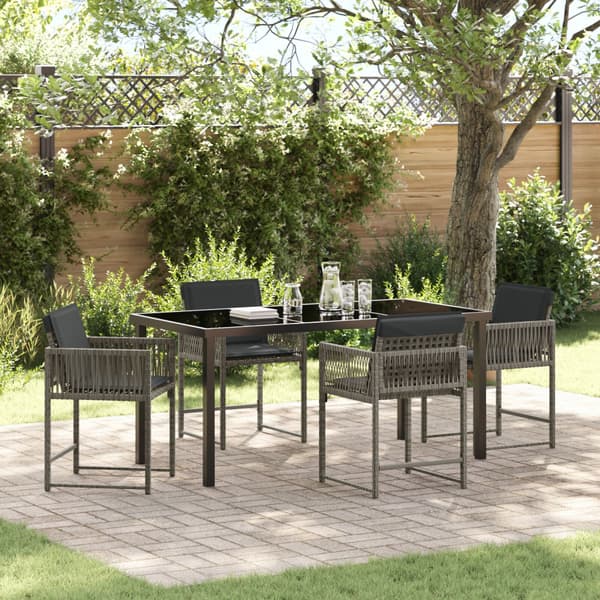 Trädgårdsmöbelset 5 pcs Grå konstrotting