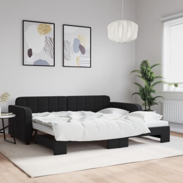 Dagbädd utdragbar svart 90x190 cm sammet