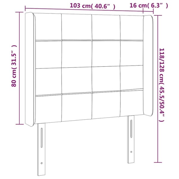 Sänggavel LED mörkgrön 103x16x118/128 cm sammet