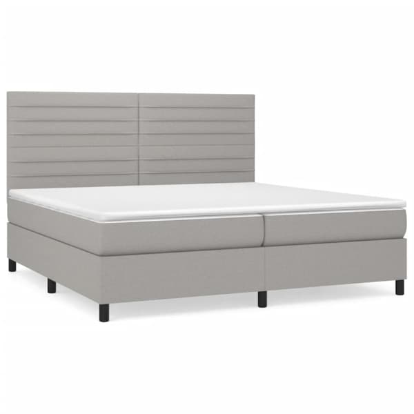 Ramsäng med madrass ljusgrå 200x200 cm tyg