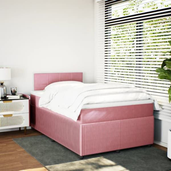 Ramsäng med madrass rosa 120x190 cm sammet