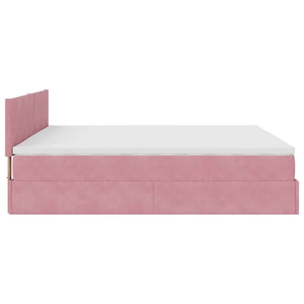 Ottoman sängram med madrass rosa 200x200 cm sammet
