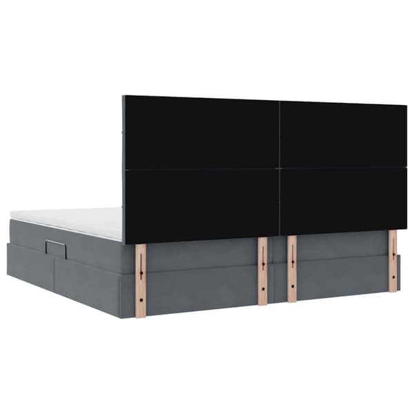 Förvaringssäng med madrass Mörkgrå 200 x 200 cm Sammet