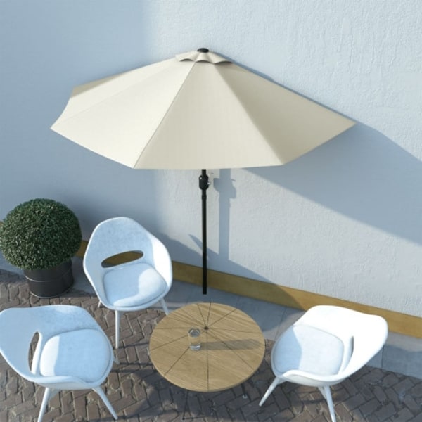 Balkongparasoll med aluminiumstolpe sand 270x144 cm halvrunt
