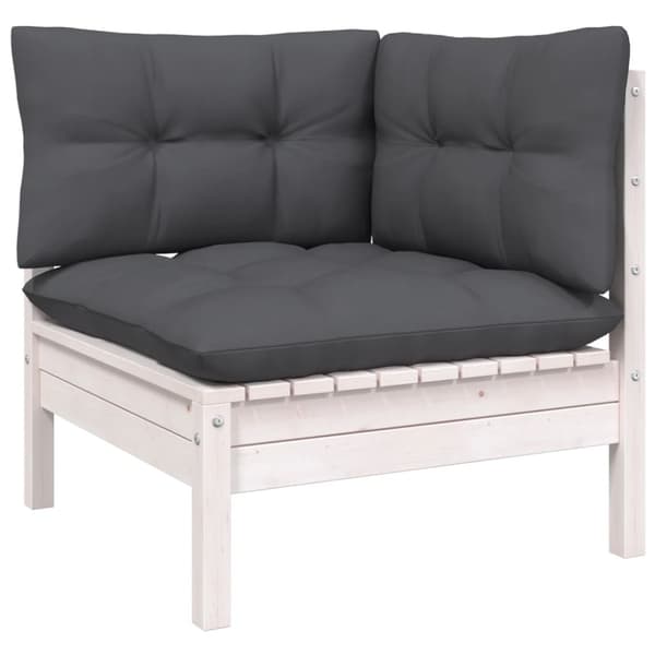 Loungegrupp med dynor 8 delar vit massiv furu
