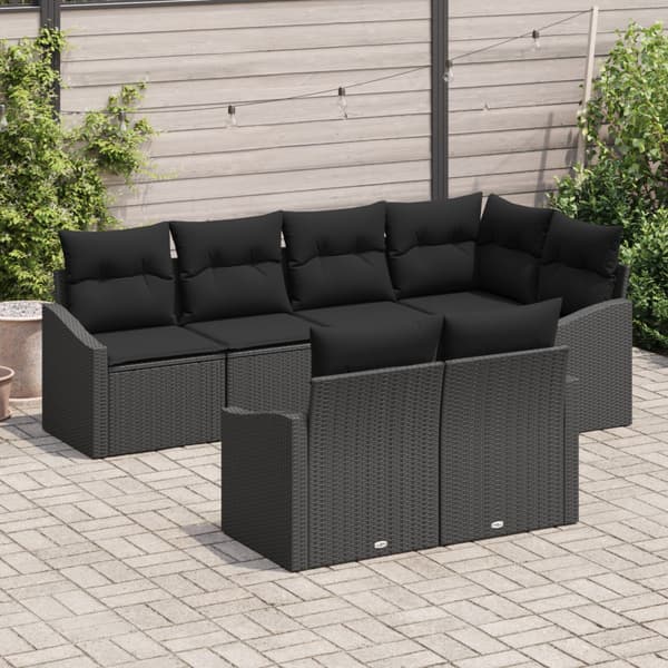 Soffset med kudde 7 pcs Svart konstrotting